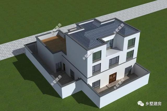 新中式農(nóng)村四合院別墅圖，帶小院和露臺，讓你的房子脫穎而出