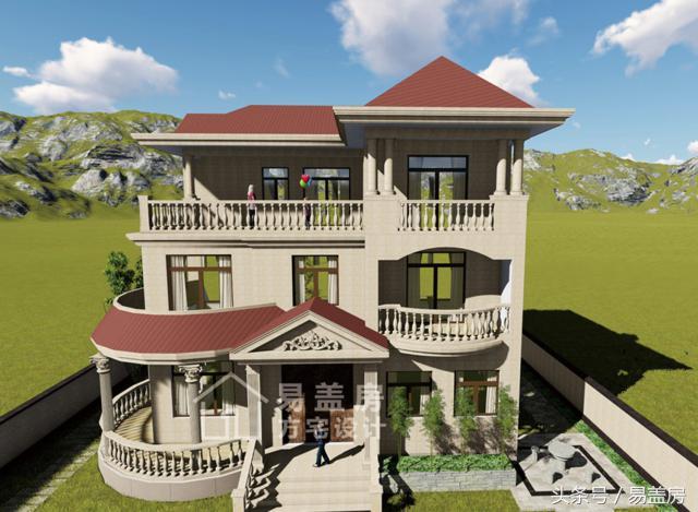三層歐式別墅圖，方、圓的經(jīng)典結(jié)合，讓你在村內(nèi)享受品質(zhì)生活