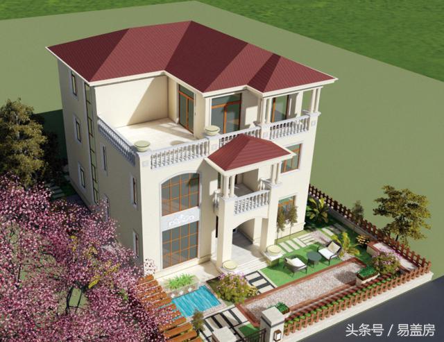 三層歐式別墅圖，方、圓的經(jīng)典結(jié)合，讓你在村內(nèi)享受品質(zhì)生活