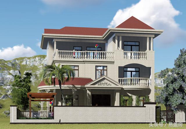 三層歐式別墅圖，方、圓的經(jīng)典結(jié)合，讓你在村內(nèi)享受品質(zhì)生活