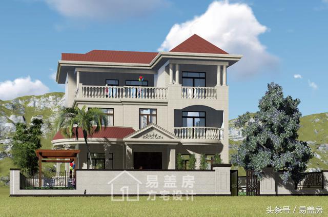 三層歐式別墅圖，方、圓的經(jīng)典結(jié)合，讓你在村內(nèi)享受品質(zhì)生活