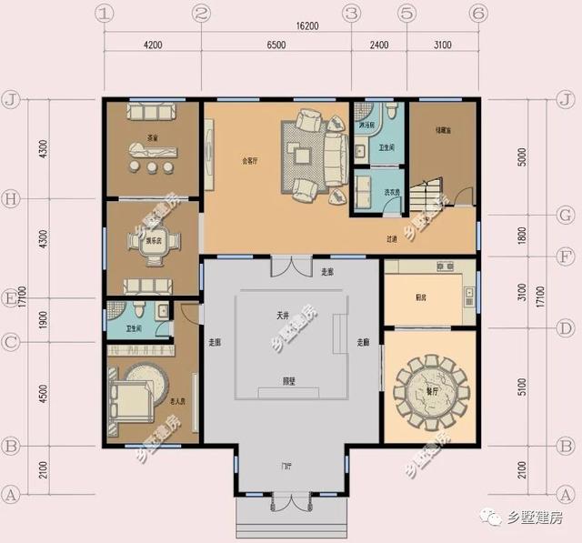 新中式農(nóng)村四合院別墅設(shè)計(jì)圖，簡(jiǎn)單大方，和家人一起感受寧?kù)o淡雅的生活是一件多么棒的事