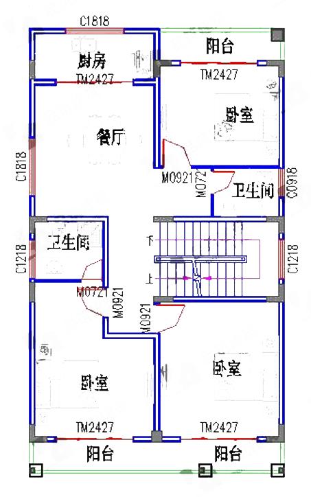 五層農(nóng)村小別墅設(shè)計(jì)圖，占地不夠，加層來湊，可以給住戶帶來很好的居住和視覺感受