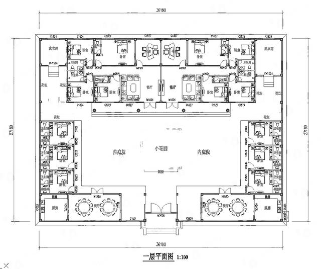 一層四合院自建房設(shè)計(jì)圖，給人一種傳統(tǒng)、懷舊、優(yōu)雅的感覺，蘊(yùn)含著深刻的文化內(nèi)涵，是中華傳統(tǒng)文化的載體