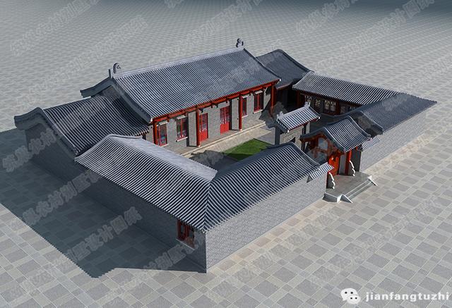 一層四合院自建房設(shè)計(jì)圖，給人一種傳統(tǒng)、懷舊、優(yōu)雅的感覺，蘊(yùn)含著深刻的文化內(nèi)涵，是中華傳統(tǒng)文化的載體