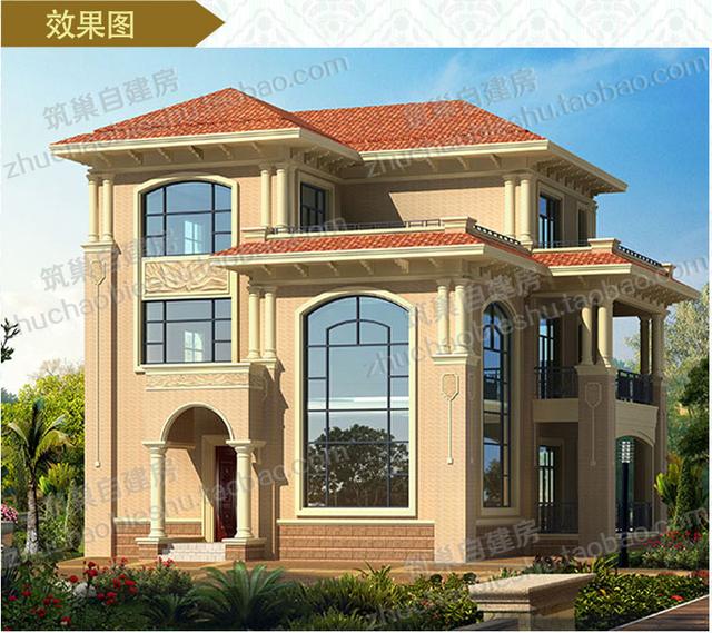 1廳6臥16×18三層歐式別墅設(shè)計圖，采光通透，豪華大氣