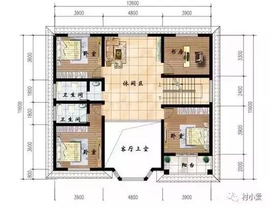 挑空+大落地窗別墅設(shè)計圖，12.6X11.6米，外觀造型時尚美觀，讓人居住更舒心
