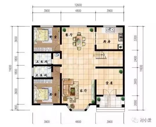 挑空+大落地窗別墅設(shè)計圖，12.6X11.6米，外觀造型時尚美觀，讓人居住更舒心
