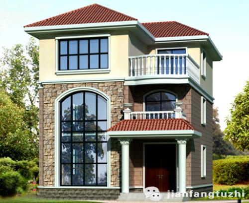 小戶型三層自建房設(shè)計(jì)圖，3廳7臥帶挑空客廳，色調(diào)協(xié)調(diào)，精致小巧