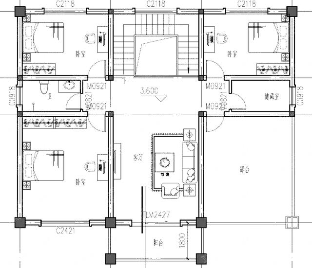 農(nóng)村二層簡約實(shí)用別墅設(shè)計(jì)圖，150平方米2廳5臥帶陽臺(tái)露臺(tái)，功能齊全，一個(gè)字：棒！