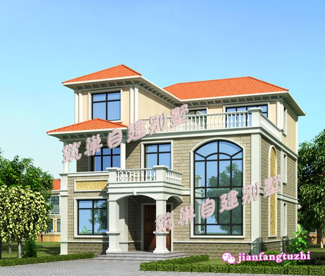 經(jīng)濟(jì)實(shí)用三層農(nóng)村復(fù)式別墅設(shè)計(jì)圖效果圖，布局合理，適合農(nóng)村自建