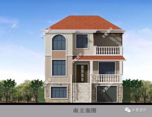 5室2廳4衛(wèi)帶車庫的三層歐式別墅設(shè)計(jì)圖，簡約大氣，20多萬能建這樣一套別墅也是很超值了！