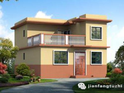 實(shí)用型二層平屋頂簡單農(nóng)村自建房全套設(shè)計(jì)圖紙，100平方米1廳5臥，施工簡單，戶型簡約