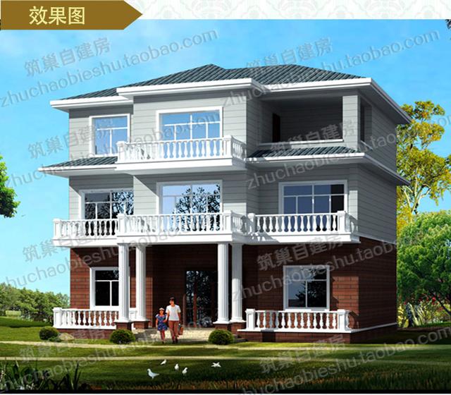 3廳6臥帶老人房+主臥套房+多陽臺(tái)三層自建房設(shè)計(jì)圖，30萬占地140㎡