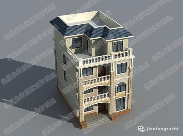 三層半四層農(nóng)村別墅全套設計圖，造價低又適用