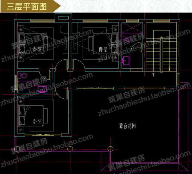 三層別墅圖紙，12×12米2廳5臥，造價(jià)30萬(wàn)，挑空客廳+車庫(kù)+露臺(tái)花園
