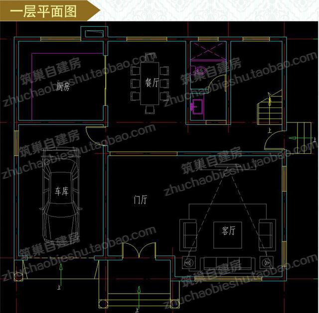 三層別墅圖紙，12×12米2廳5臥，造價(jià)30萬(wàn)，挑空客廳+車庫(kù)+露臺(tái)花園