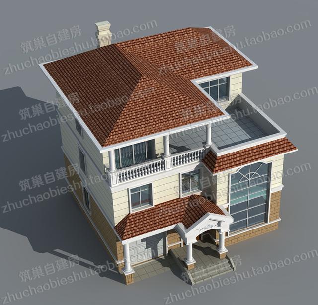 三層別墅圖紙，12×12米2廳5臥，造價(jià)30萬(wàn)，挑空客廳+車庫(kù)+露臺(tái)花園