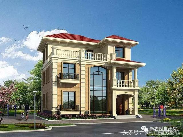 三層小面積農(nóng)村別墅，11X9米，堂屋煙囪大露臺，人人都能建得起
