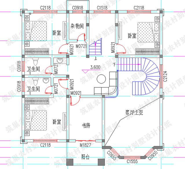 最新三層別墅設(shè)計圖，2廳7臥，落地窗+娛樂房+挑空客廳，造價50萬以內(nèi)，漂亮、美觀、實用