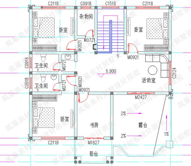 最新三層別墅設(shè)計圖，2廳7臥，落地窗+娛樂房+挑空客廳，造價50萬以內(nèi)，漂亮、美觀、實用