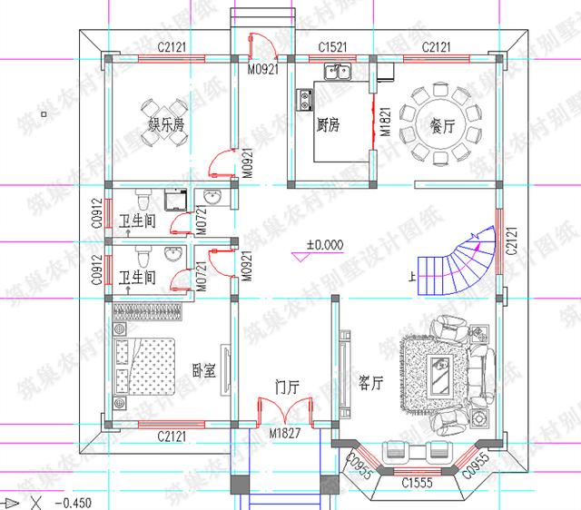 最新三層別墅設(shè)計圖，2廳7臥，落地窗+娛樂房+挑空客廳，造價50萬以內(nèi)，漂亮、美觀、實用