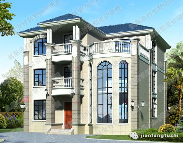 最新三層別墅設(shè)計圖，2廳7臥，落地窗+娛樂房+挑空客廳，造價50萬以內(nèi)，漂亮、美觀、實用