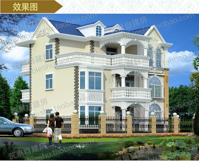 三層農(nóng)村別墅設計圖，12×12米，2廳8臥，造價30萬，南北多陽臺設計！