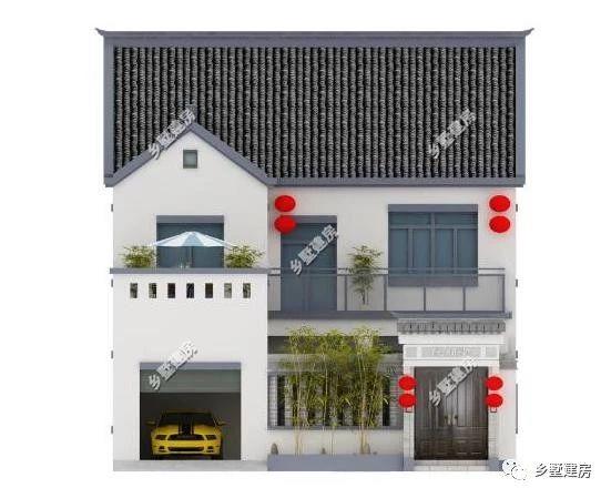 360平農(nóng)村四合院別墅設(shè)計圖，黛瓦白墻，簡約大方，還有陽光房+健身房