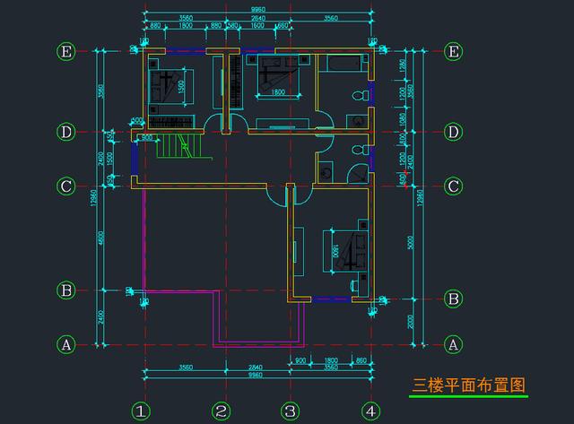 三層自建房帶羅馬柱，外觀造型簡潔大方，色彩明快
