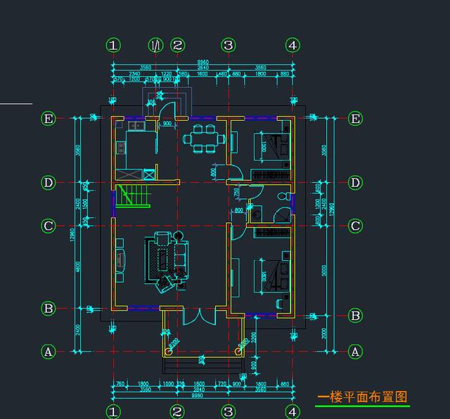 三層自建房帶羅馬柱，外觀造型簡潔大方，色彩明快