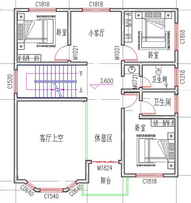 農(nóng)村二層別墅設(shè)計(jì)圖：20萬(wàn)2廳5臥11×12帶挑空客廳，現(xiàn)在年輕人都喜歡的設(shè)計(jì)方式