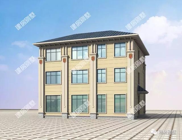 13×12.9米三層農(nóng)村別墅設(shè)計(jì)圖，雙涼亭搭配露臺(tái)，外觀豪華大氣