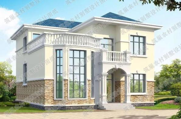 農(nóng)村二層別墅圖，20萬133㎡2廳5臥帶挑空客廳落地窗，一起來看看