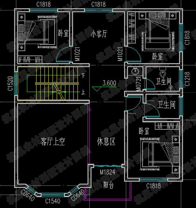 農(nóng)村二層別墅圖，20萬133㎡2廳5臥帶挑空客廳落地窗，一起來看看