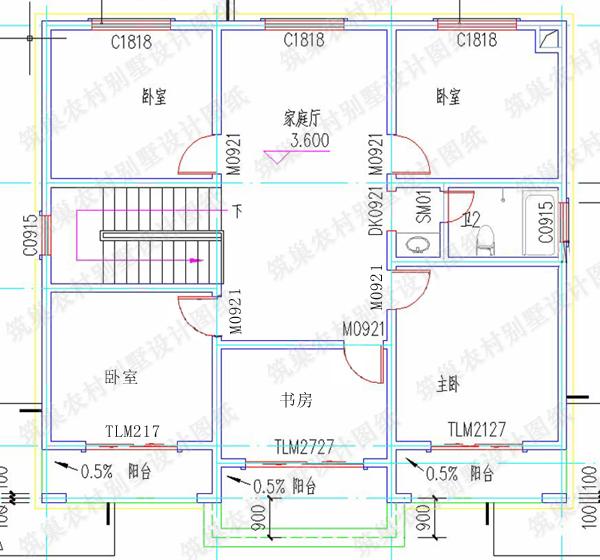 全套農(nóng)村二層小別墅建成效果圖展示20萬11.8×10.8米2廳6臥，簡單易建！