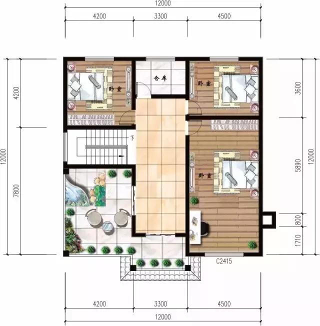 開間12米的自建房別墅設(shè)計圖，二套附平面圖隨你選
