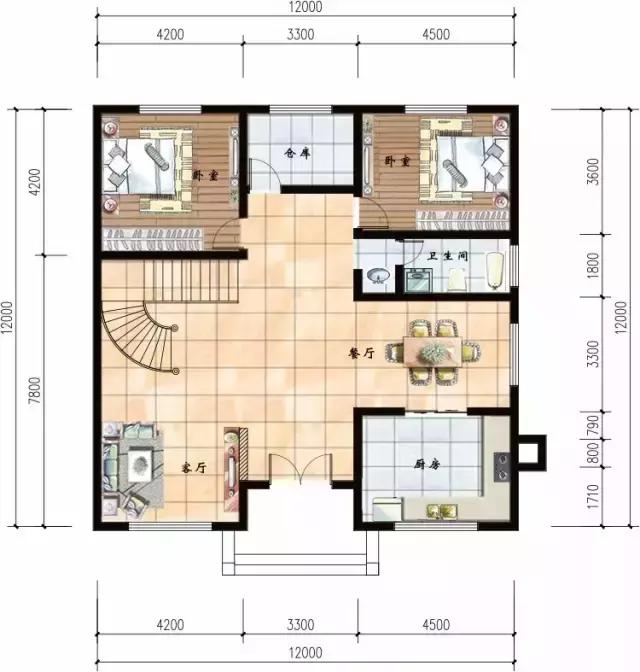 開間12米的自建房別墅設(shè)計圖，二套附平面圖隨你選