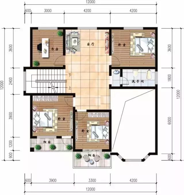 開間12米的自建房別墅設(shè)計圖，二套附平面圖隨你選