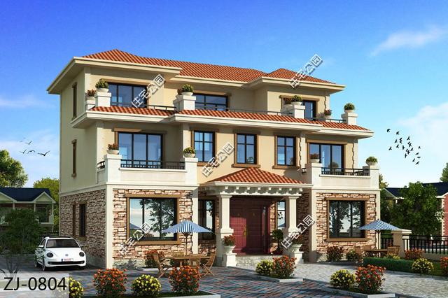 15x12米農(nóng)村別墅戶型圖，8室2廳8衛(wèi)帶露臺，造型美觀大氣，內(nèi)部合理舒適