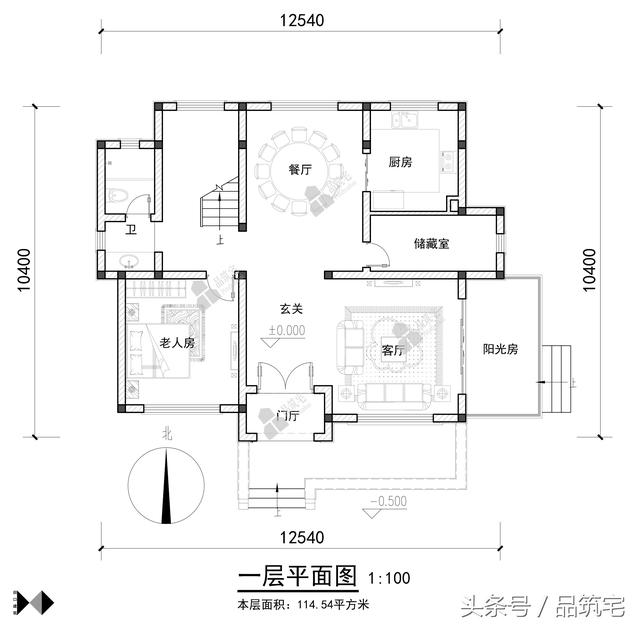 12X10三層西班牙風(fēng)格別墅圖，戶型方正、緊湊實用，有露臺有陽光房有院子，一家共享天倫~