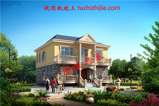 農(nóng)村二層樓建房造型圖及全套施工圖紙，占地110平米左右，帶地下室