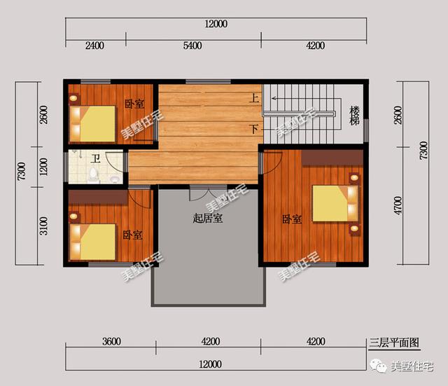12x7.3米三層農(nóng)村別墅圖，布局實(shí)用造價(jià)低，溫暖卻不張揚(yáng)，想給它99個(gè)贊