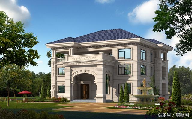 一款精美的歐式風格別墅圖，三層樣式占地120平，漂亮至極！
