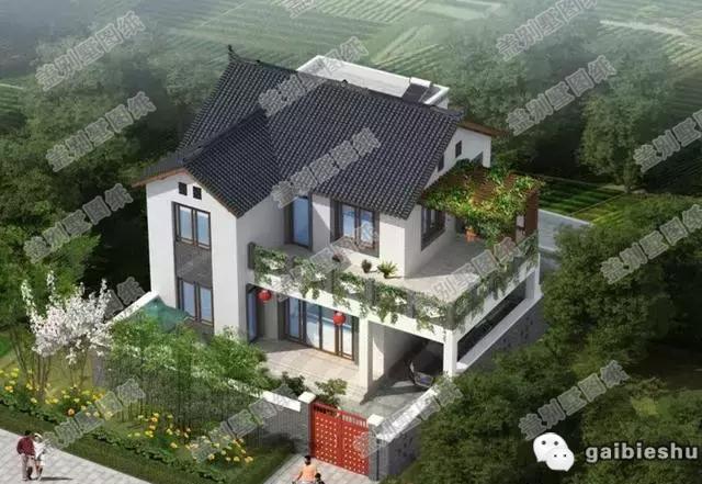 中式二層農(nóng)村小別墅設(shè)計(jì)圖，20萬(wàn)100㎡2廳5臥帶前后院