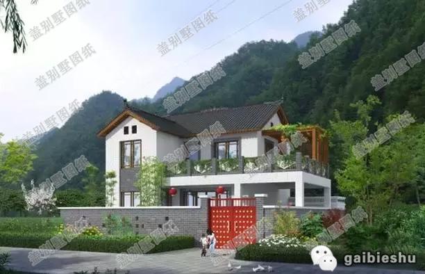 中式二層農(nóng)村小別墅設(shè)計(jì)圖，20萬(wàn)100㎡2廳5臥帶前后院