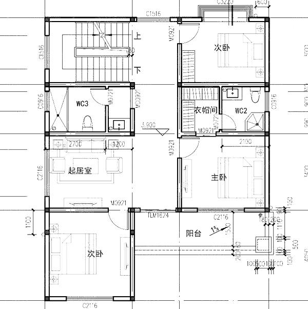 二層平屋頂自建房設(shè)計圖，20萬2廳4臥10×13米一樓帶神位+主臥套房