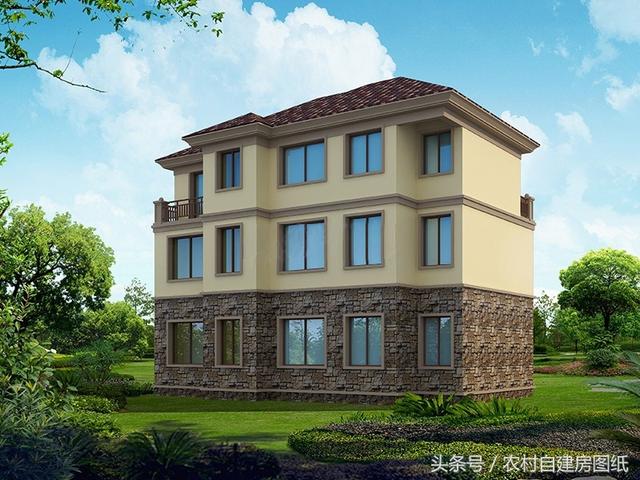 一款地中海風(fēng)格三層農(nóng)村別墅圖，13.5X10米，這樣的你喜歡嗎？