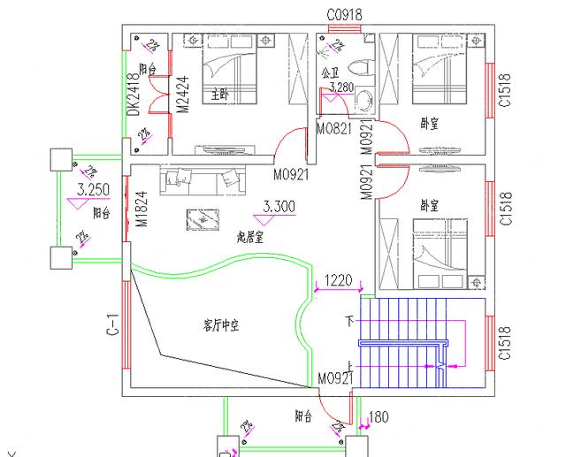 三層3廳6臥別墅圖紙，占地100平造價(jià)40萬(wàn)左右，地下室+挑空客廳+娛樂(lè)室
