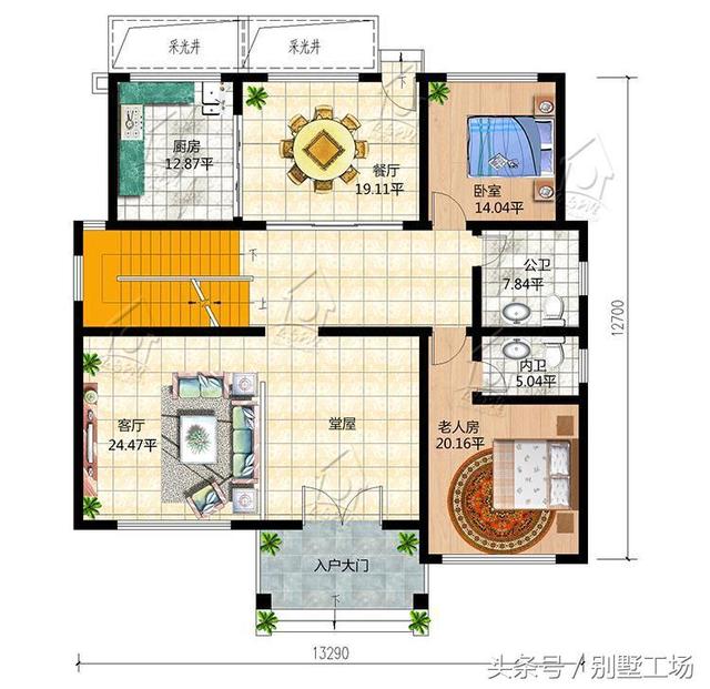 造價(jià)46萬(wàn)農(nóng)村三層別墅圖，外觀立體有層次，帶地下室閣樓